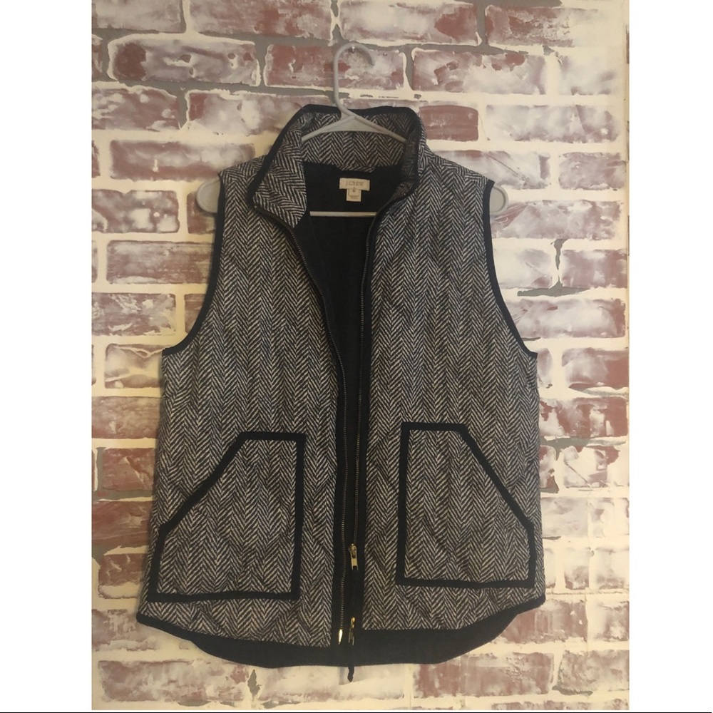 J. Crew Factory Quilted Down Puffer Herringbone ve